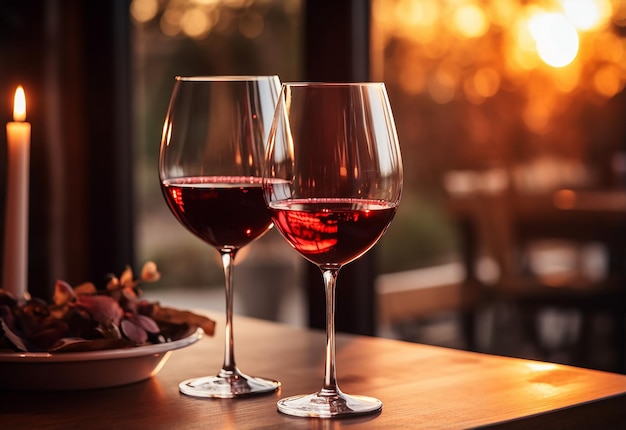 Foto de um casal de mãos segurando taças de vinho na natureza à noite