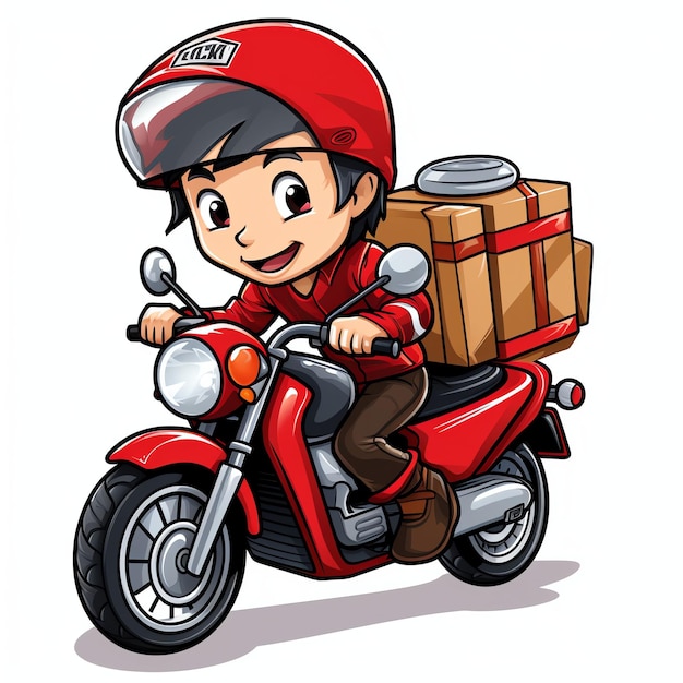 Foto foto de um empregador de entrega em uma moto