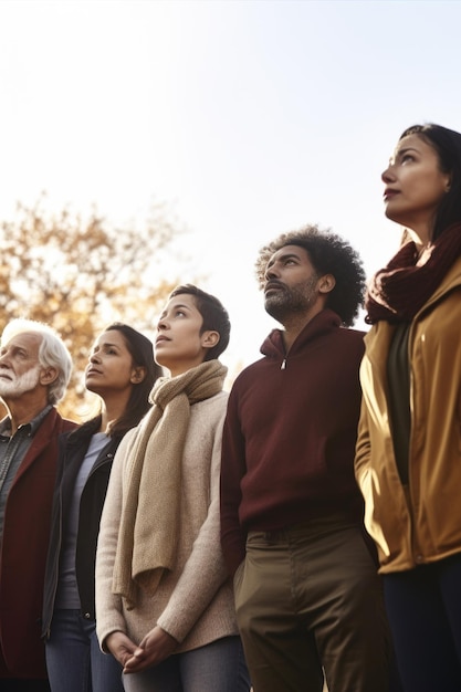 Foto de um grupo diversificado de pessoas juntas, criadas com IA generativa