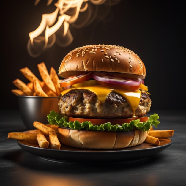foto de um hambúrguer delicioso e luxuoso criado com IA generativa