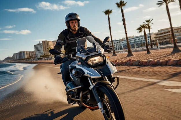 Foto de um homem a andar de motocicleta