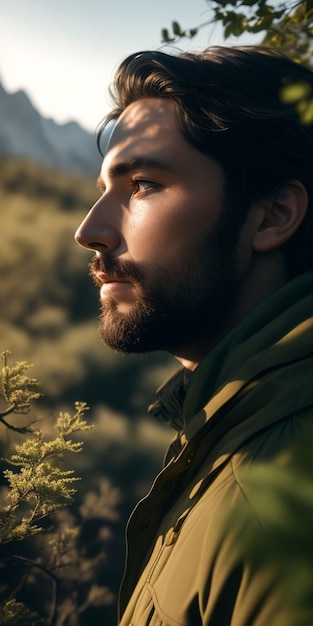 Foto de um homem amante da natureza na natureza