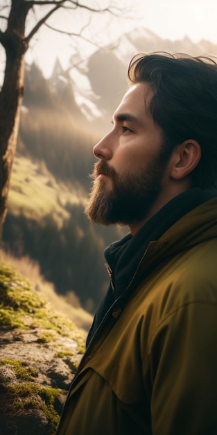 Foto de um homem amante da natureza na natureza