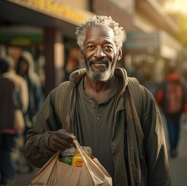 Foto de um homem sénior olhando para a frente gerada por IA