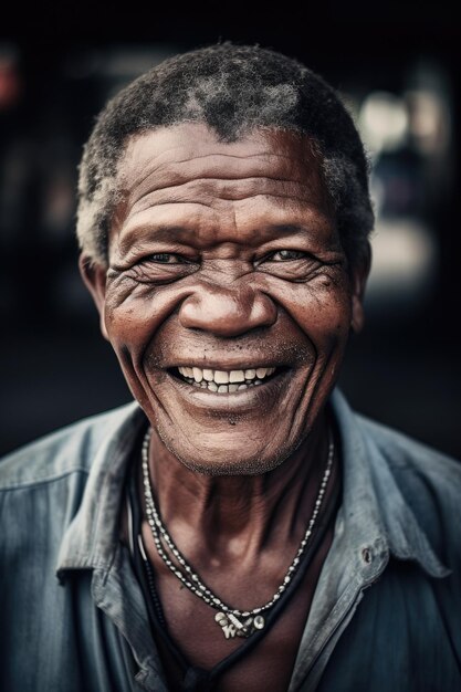 Foto de um homem sorrindo para a câmera criada com IA generativa