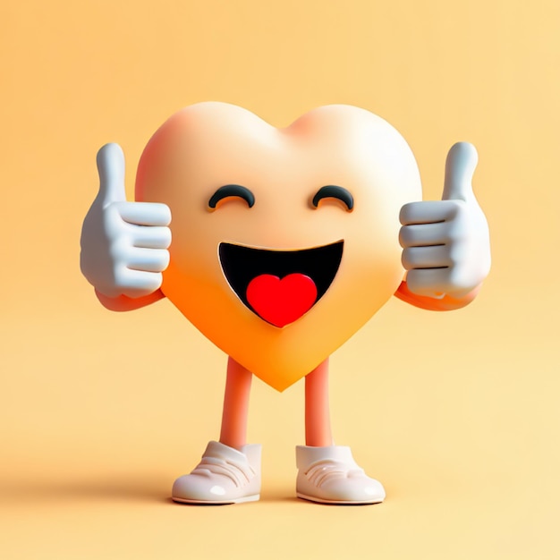 Foto de um ícone de emoji de sorriso de coração 3D