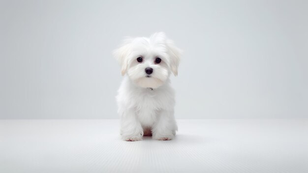 Foto de um lindo cachorro Lhasa Apso isolado no fundo branco