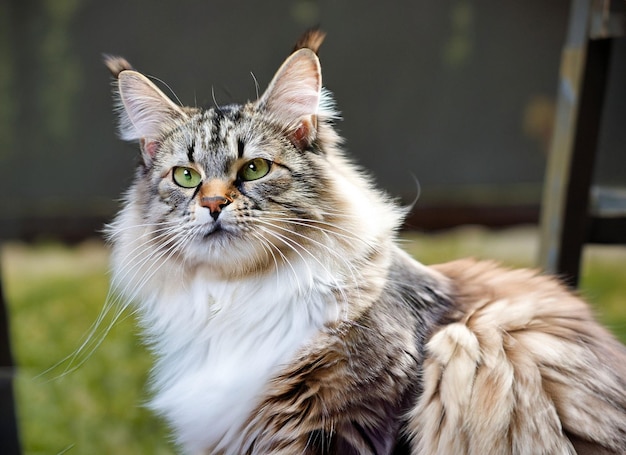 Foto foto de um lindo gato norueguês da floresta ai generativo