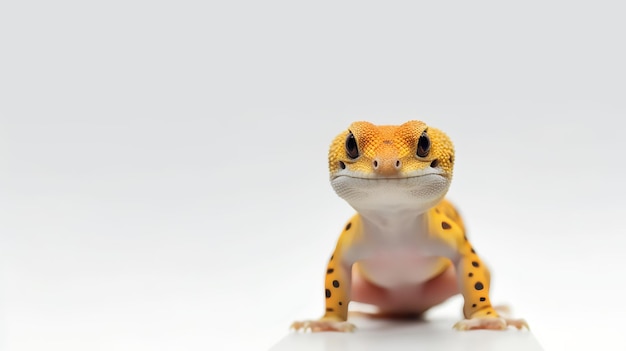 Foto de um lindo Leopard Gecko isolado no fundo branco