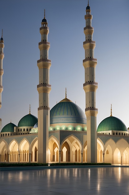 Foto de um majestoso edifício branco com uma deslumbrante cúpula verde