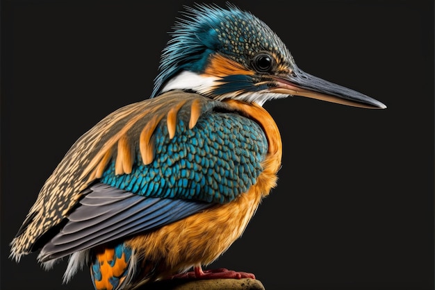 Foto de um martim-pescador com fundo preto