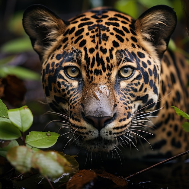 Foto foto de um misterioso e esquivo jaguar ia gerativa