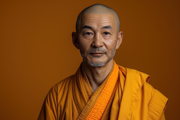 Foto de um monge budista com IA generativa