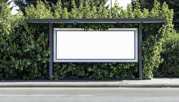 Foto foto de um outdoor em branco perfeitamente integrado em um abrigo de parada de ônibus