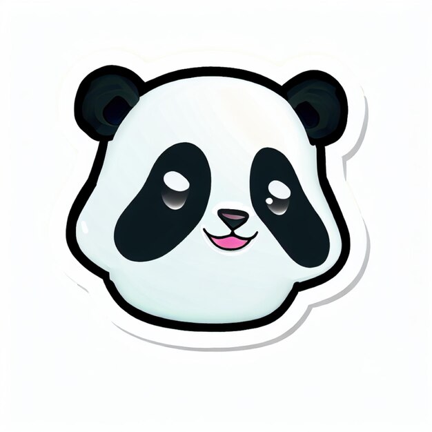 Foto de um personagem de desenho animado adesivo de panda isolado em branco