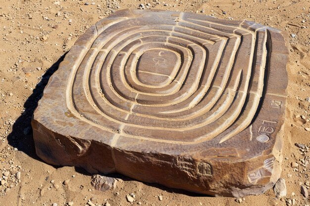 Foto de um pódio de pedra no centro do labirinto