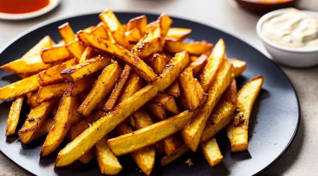 Foto de um prato de batatas fritas perfeito