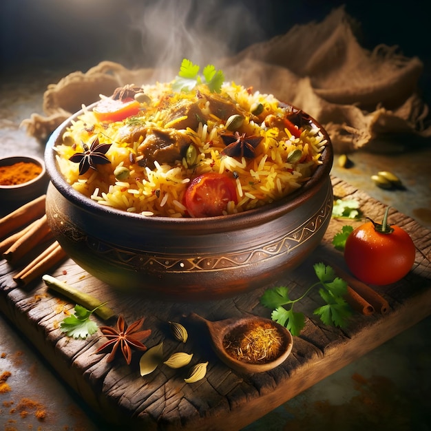 Foto foto de um prato tradicional de biryani