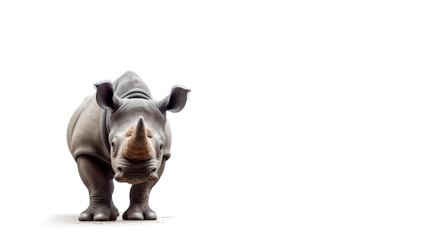 Foto foto de um rinoceronte bonito isolado em fundo branco