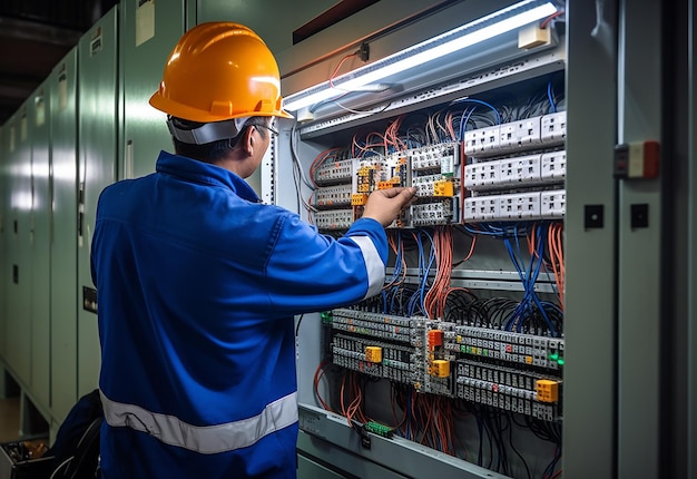 Foto de um técnico elétrico trabalhando