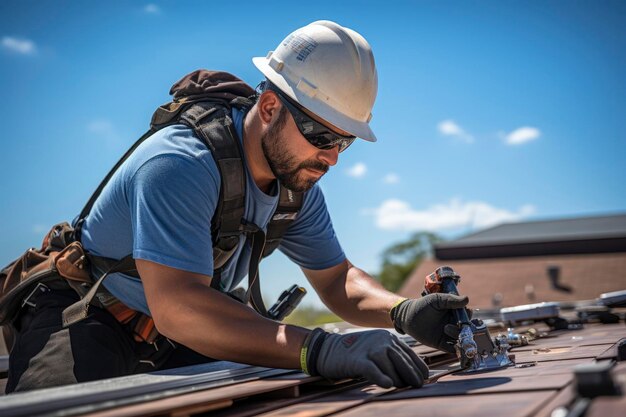 Foto de um técnico trabalhador solar