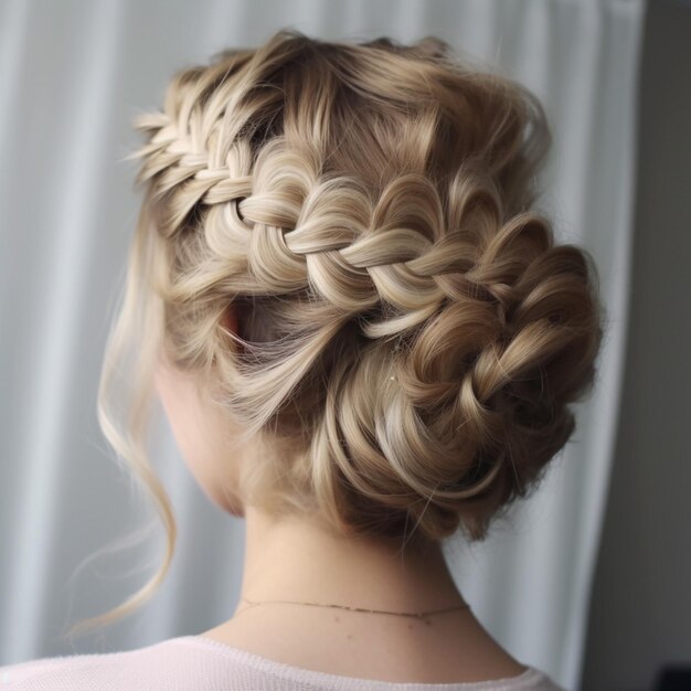 Foto de um updo holandês trançado