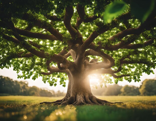 Foto foto de uma árvore com folhas que são uma mistura de interconexão verde de toda a vida na terra