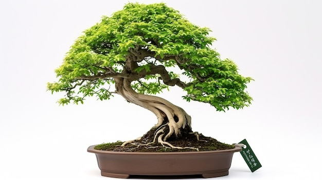 Foto de uma árvore de Bonsai em uma panela em fundo isolado Uma planta de Bonsai perfeita gerada pela IA