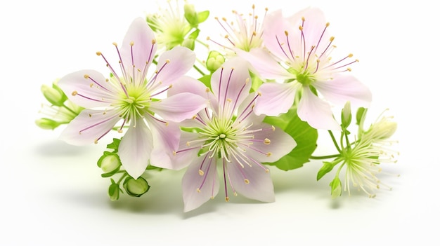 Foto de uma bela flor de Meadow Rue isolada em fundo branco