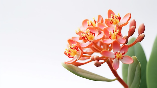 Foto de uma bela flor de Milkweed isolada em fundo branco