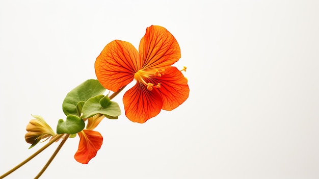 Foto de uma bela flor de Nasturtium isolada em fundo branco