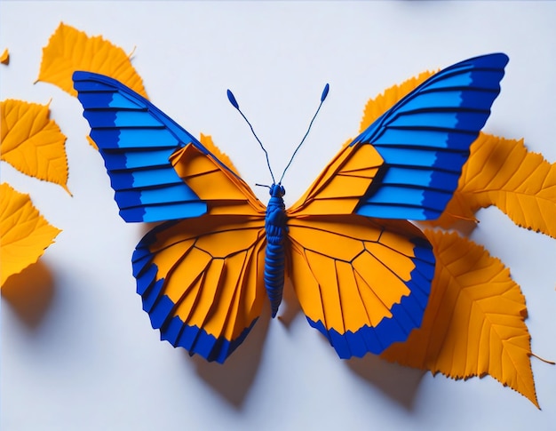 Foto de uma borboleta 3d cortada em papel