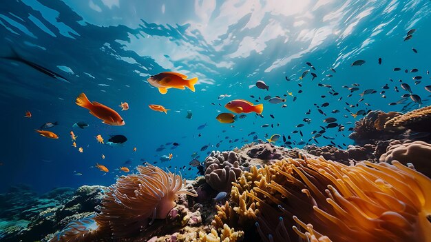 Foto foto de uma cena de recife de coral subaquático