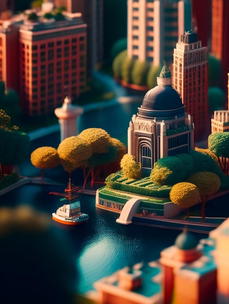 Foto de uma cidade em miniatura
