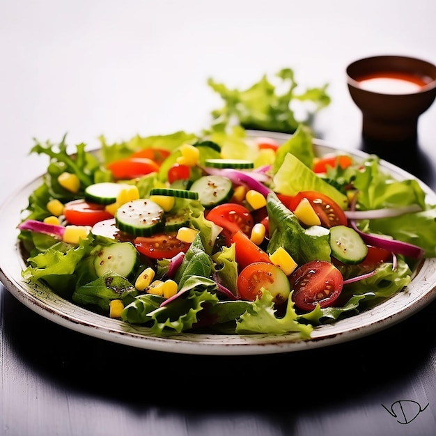 Foto de uma deliciosa salada de legumes saudável