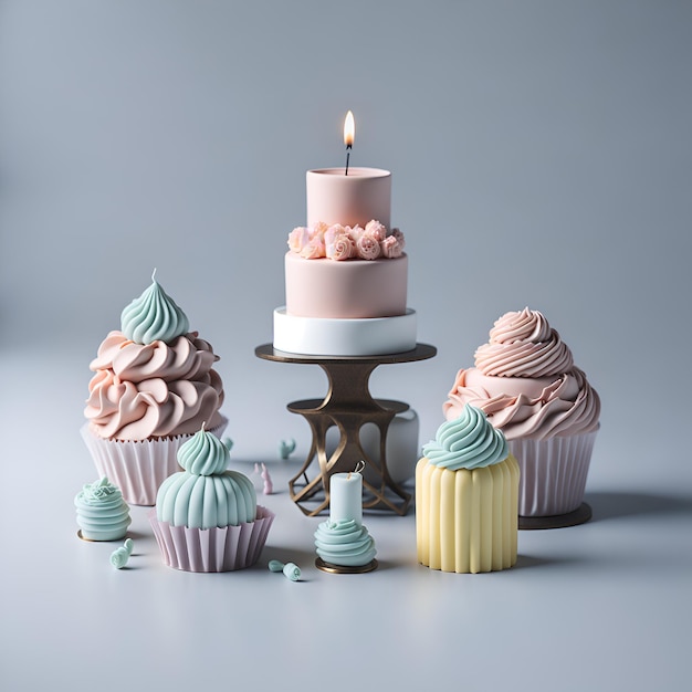 Foto de uma deliciosa variedade de cupcakes dispostos em um prato