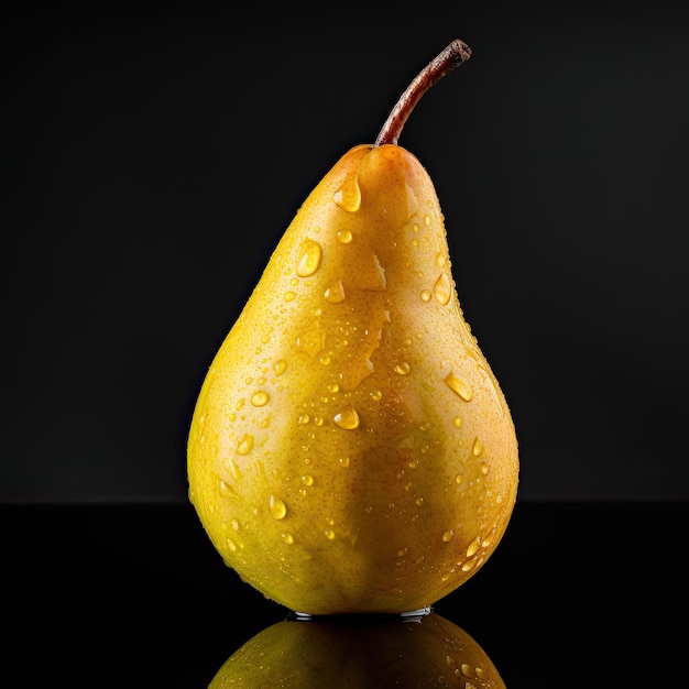 foto de uma fruta de pêra em fundo preto