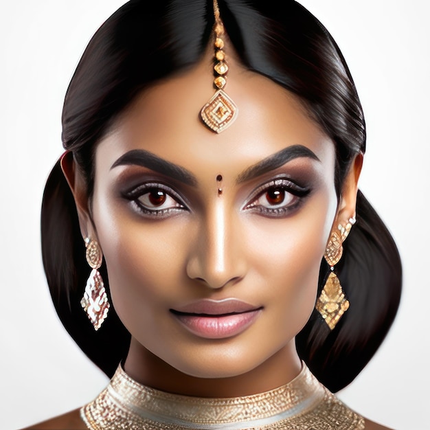 Foto de uma jovem indiana com pele perfeita IA generativa