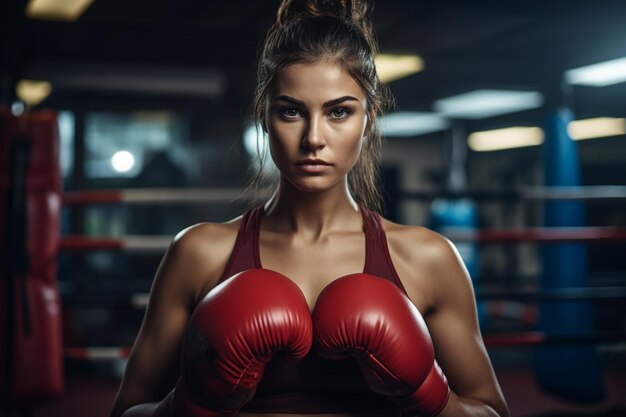 foto de uma jovem mulher a treinar boxe no ginásio