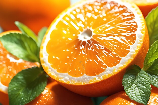 Foto de uma laranja fresca e suculenta fatiada