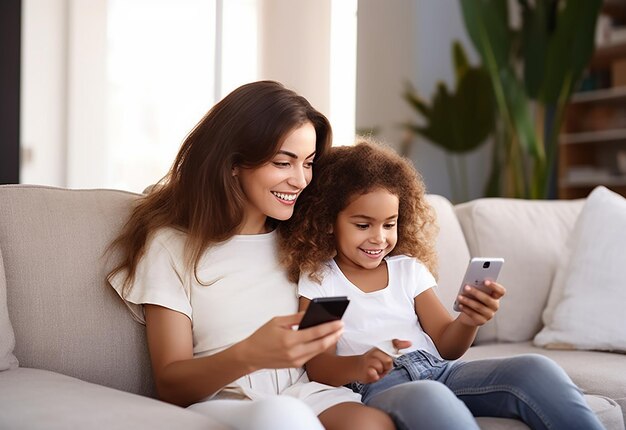 Foto foto de uma linda foto de um bebê e uma mãe juntos tirando uma selfie e usando o celular com o bebê