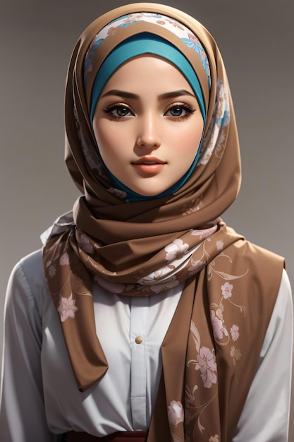 Foto de uma menina islâmica de hijab ai generative