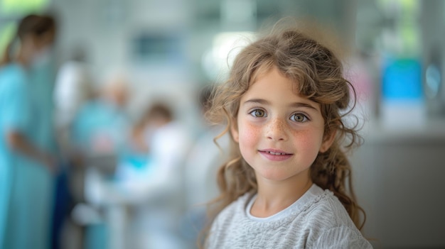 Foto de uma menina numa clínica médica