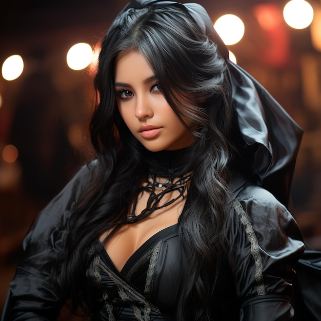 foto de uma mulher guerreira dia de cosplay halloween