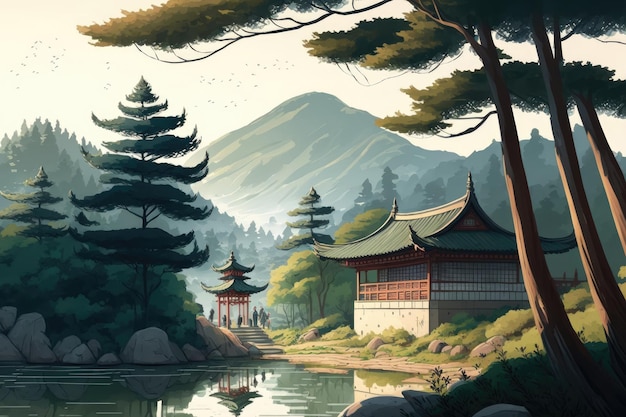 Foto de uma paisagem na Coreia