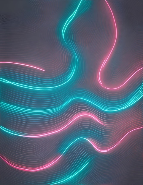 Foto foto de uma parede vibrante com ondas de néon iluminando o espaço