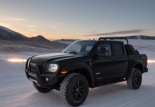 Foto foto de uma pickup futurista e moderna em paisagem