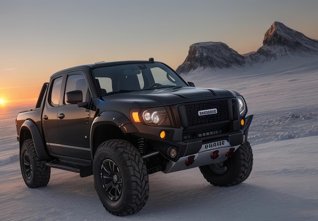 Foto de uma pickup futurista e moderna em paisagem