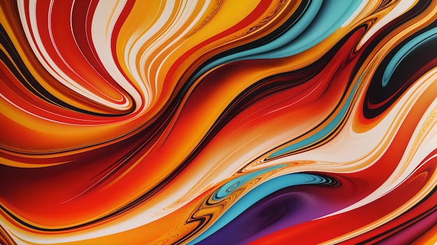 Foto de uma pintura abstrata de uma onda vibrante e colorida