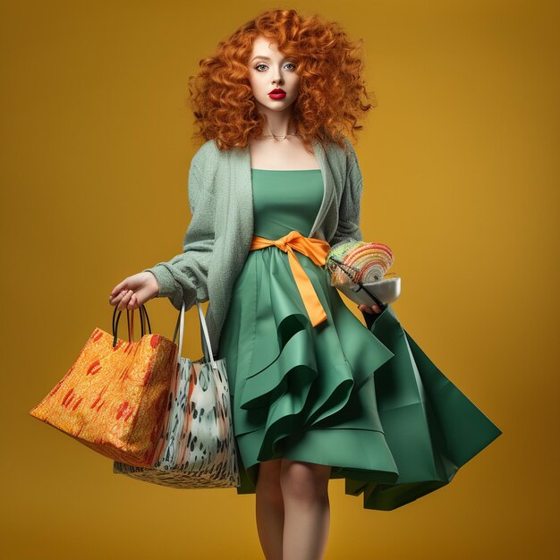 Foto de uma rapariga a fazer compras com cabelo encaracolado